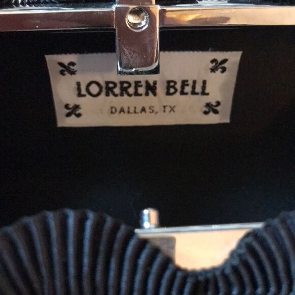 LORREN BELL LAYERED JEWELED HARD CLUTCH BLACK FORMAL WEDDING PROM FEMININE PURSE - Picture 9 of 9